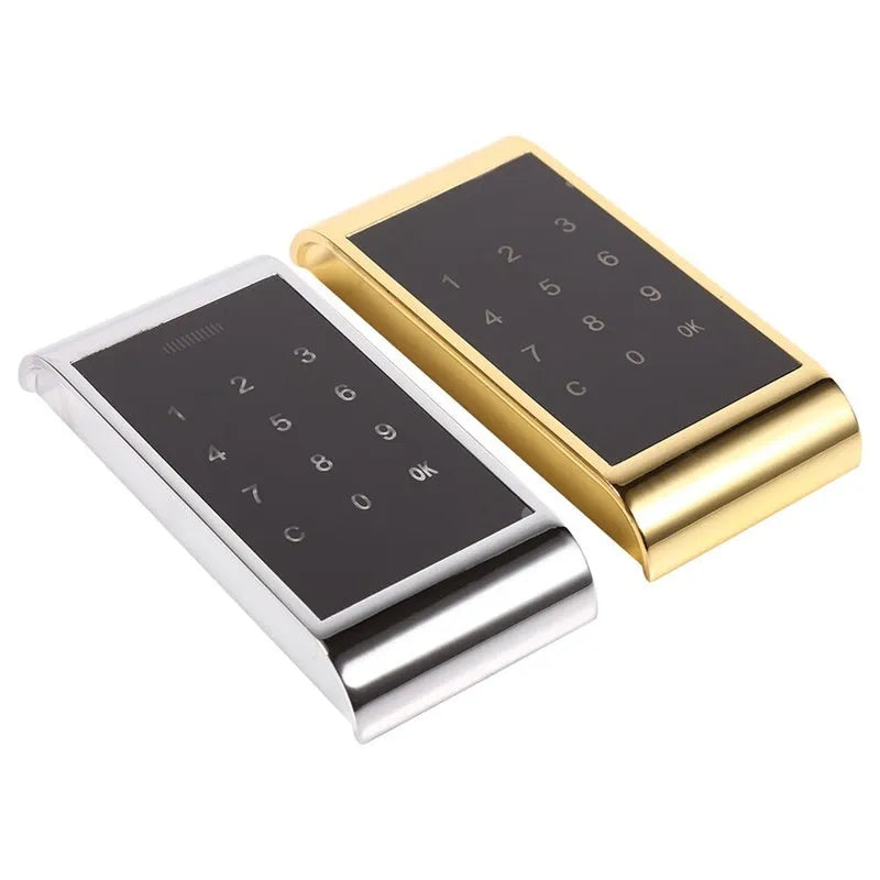 Silver or gold zinc alloy temporary deposit code lock with 4-digit combination dial.