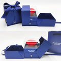 Valentine's Day jewellery gift box with plastic eternal rose centrepiece in blue, green, grey, or pink colours