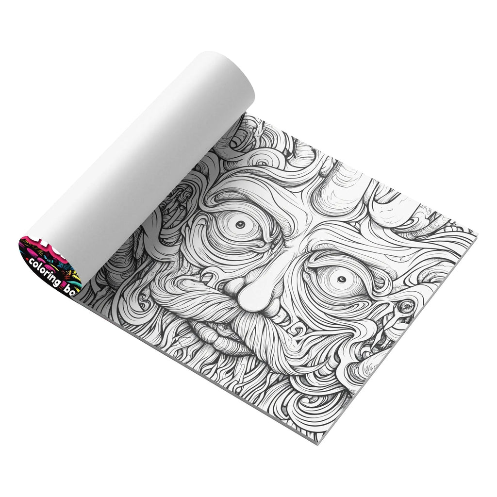 Acid tour coloured A5 painting book open on a table with drawing tools.
