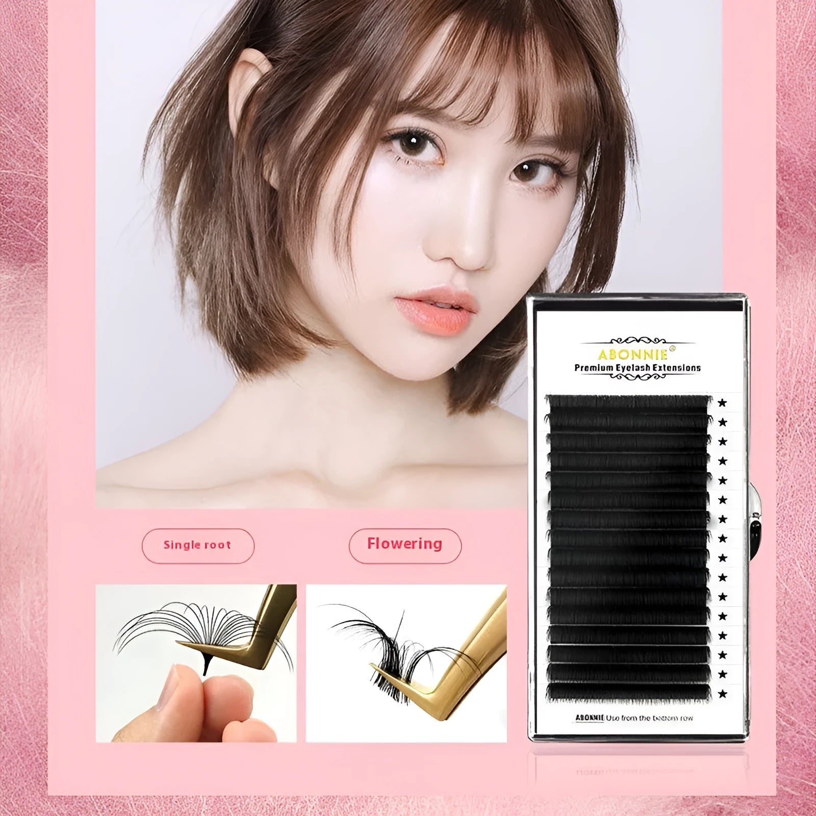 Close-up of 16-row dense mink hair false eyelashes on a matte round wool band.