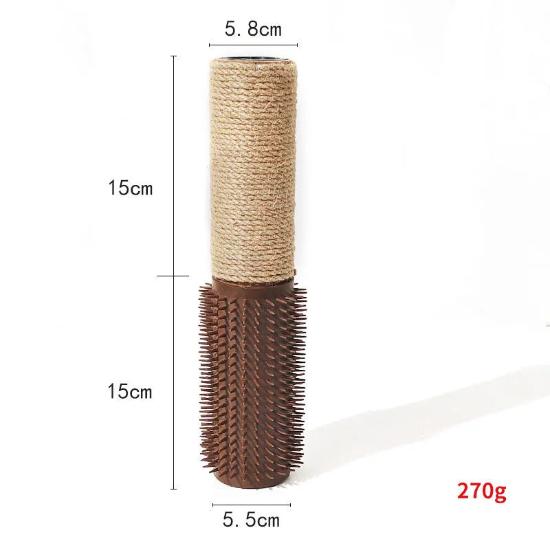 Brown or grey sisal cat scratching post 30cm tall with 5.8cm square base
