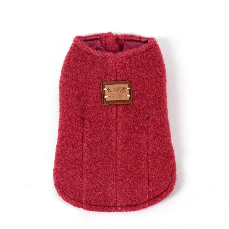 Cotton Korean-style dog vest in blue cashmere colour on small dog, showing casual knit design
