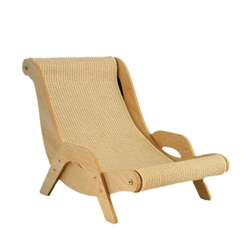 Sisal cat scratch board toy in large recliner style with natural hemp cloth surface
