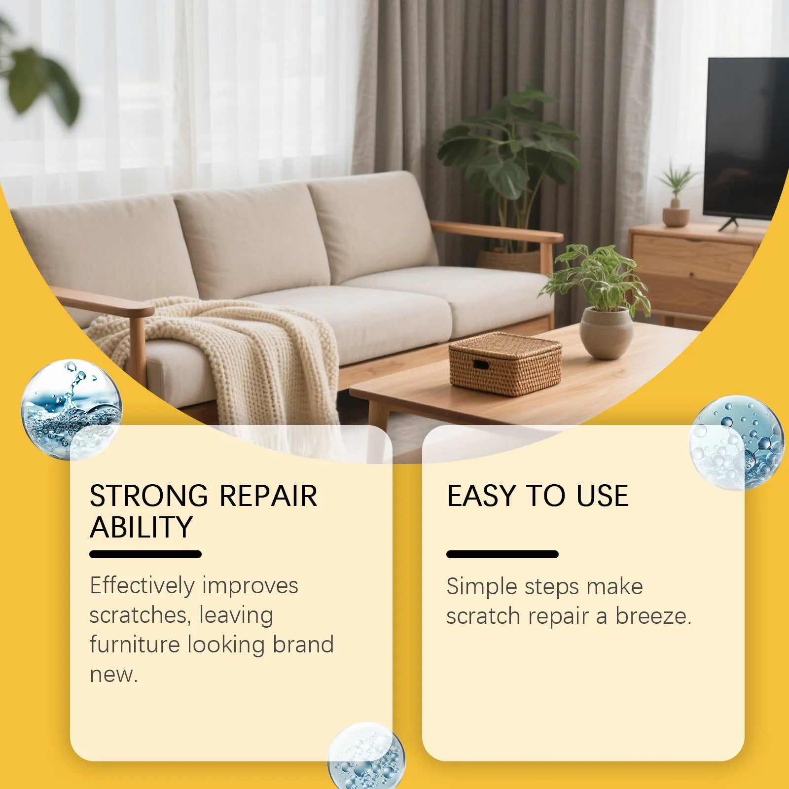 100ml wooden furniture scratch care solution bottle with microfiber towel for cleaning and polishing