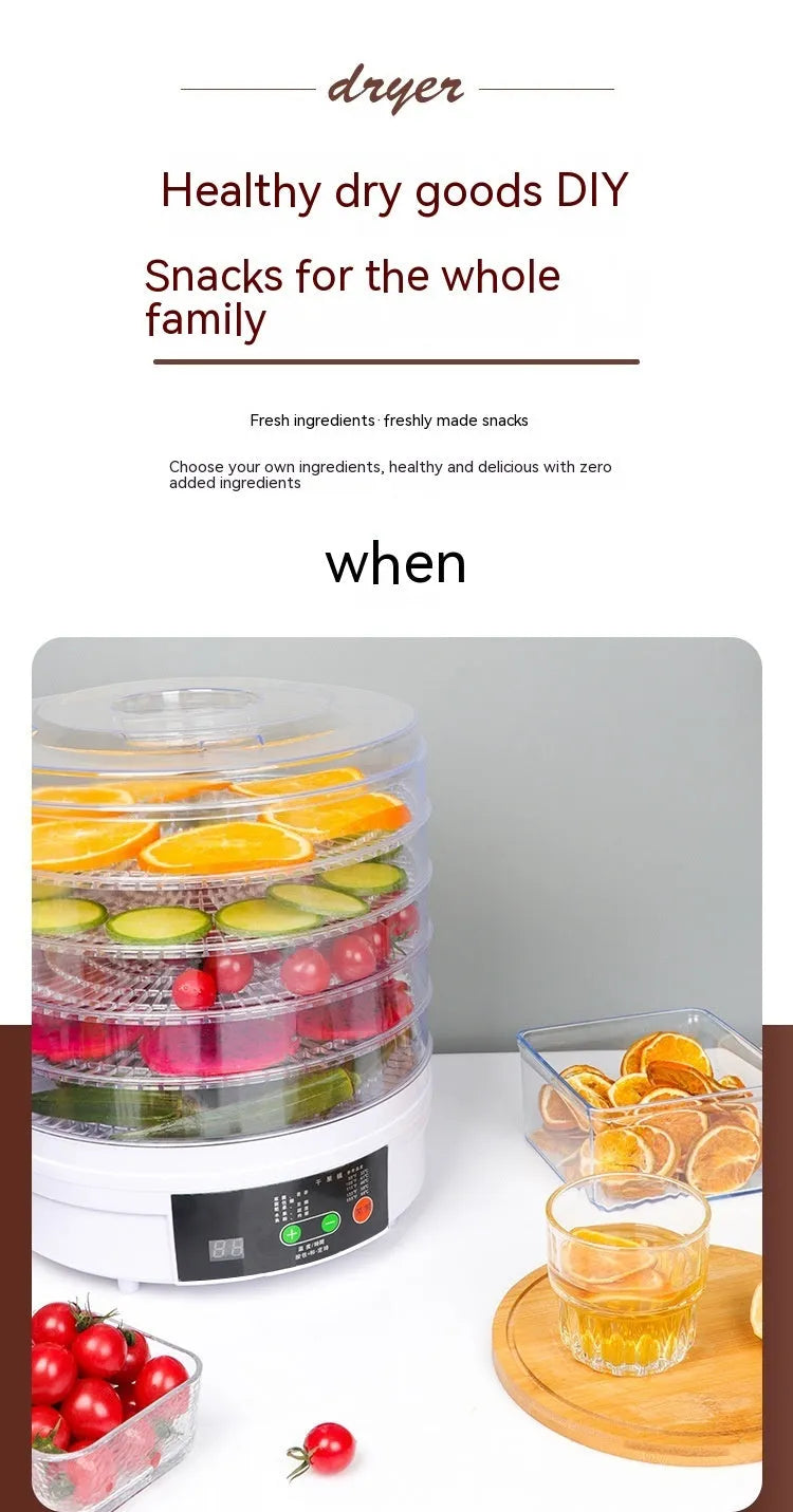 Household fruit dehydrator food dryer with multiple shelf layers and UK plug