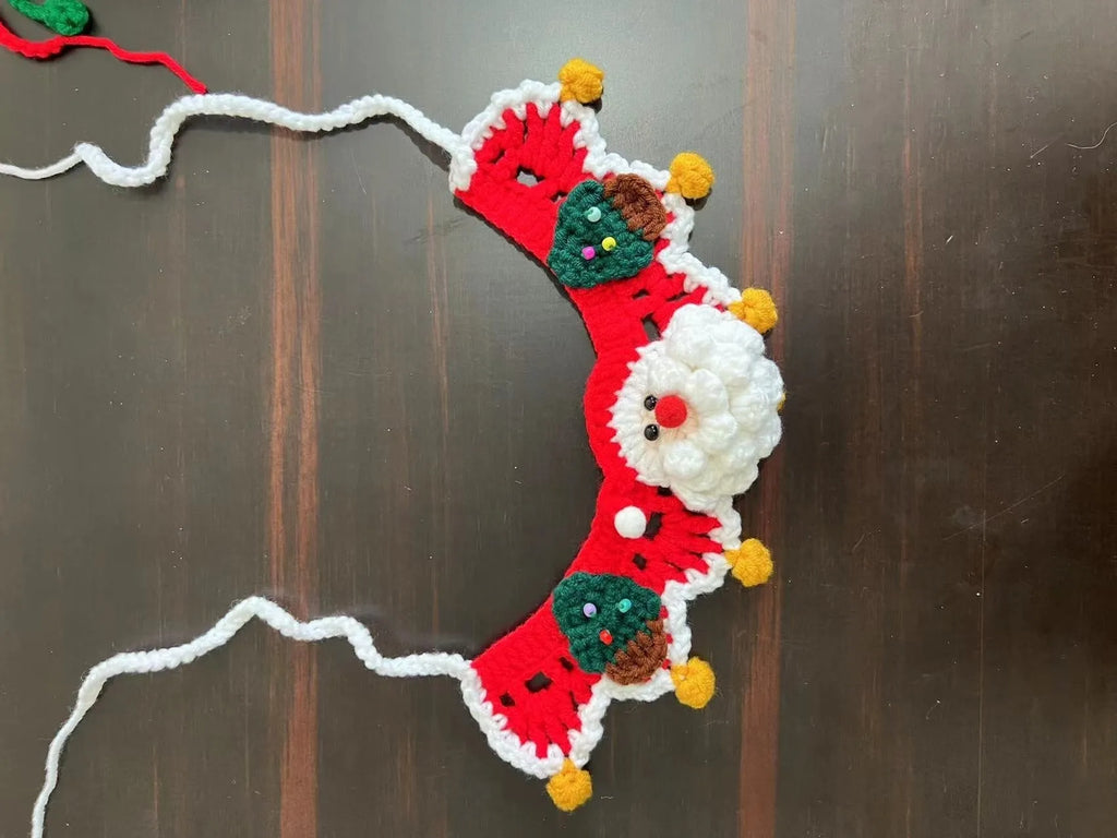 Christmas pet scarf with knitted wool Santa reindeer bell designs in multiple colours and sizes