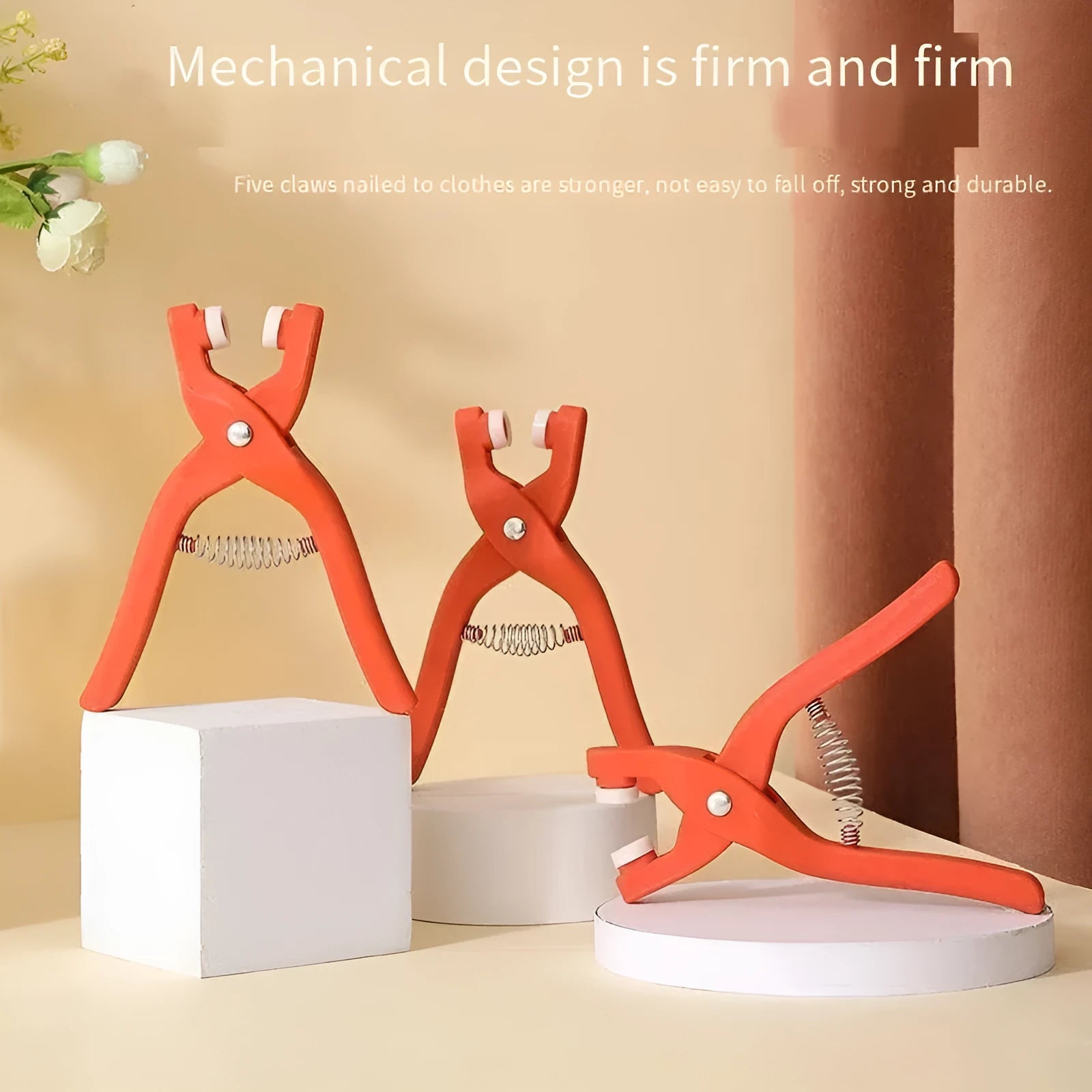 Five claw no sew button kit with stainless steel 9.5mm buttons and application pliers