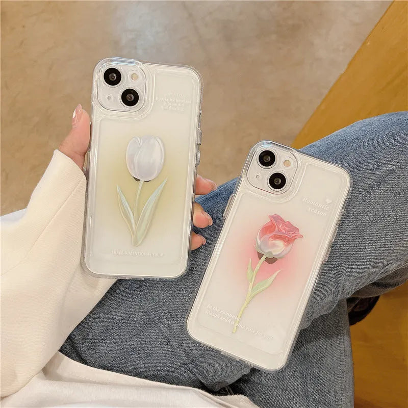 iPhone all-inclusive TPU protective case in gradient tulip colour showing edge-to-edge coverage design