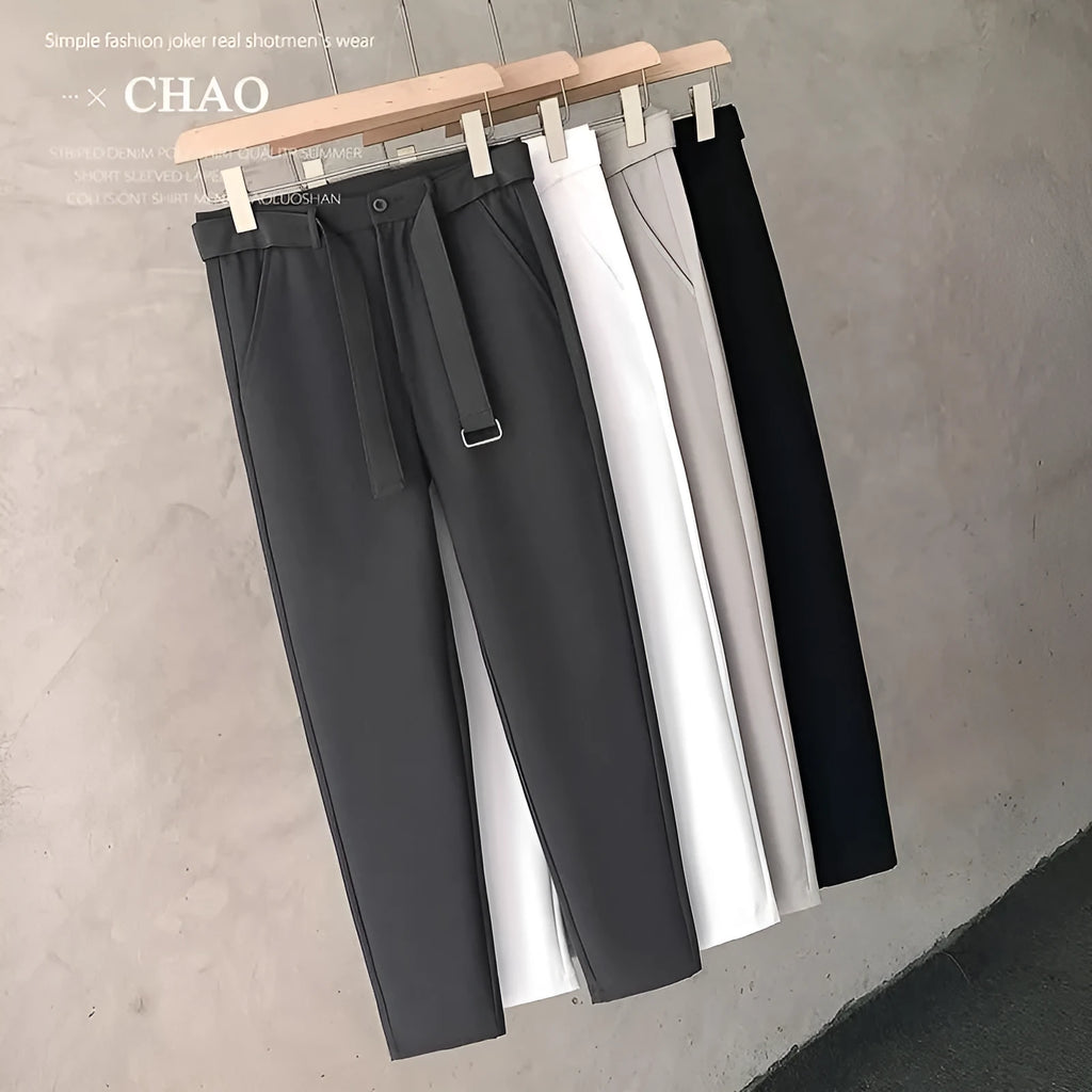 Boys slim straight wool trousers in tapered design with straight leg opening