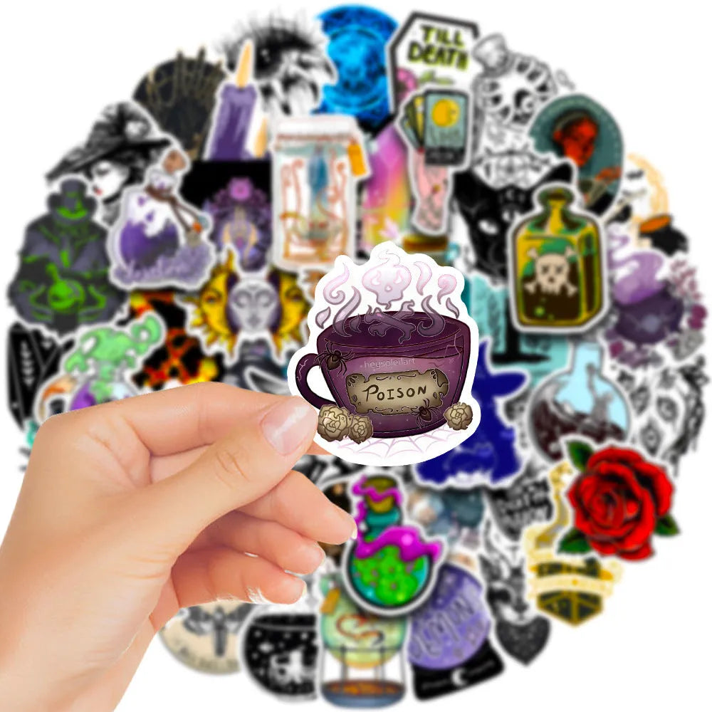Waterproof PVC stickers 50 pack with glossy finish for laptop skateboard personalisation