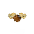 Women's adjustable silver ring featuring a shell tiger eye gemstone in a white gold electroplated finish.