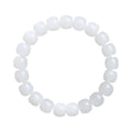 White Hetian jade barrel beads bracelet laid flat, showing bead sizes 5x6mm, 7x8mm, and 8x10mm.