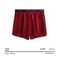 Solid colour men's boxer briefs in black, blue, brown, purple, red, and silver with mid waist design