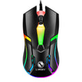 Wired USB gaming mouse with 1600 DPI and colourful breathing light effect in black colour