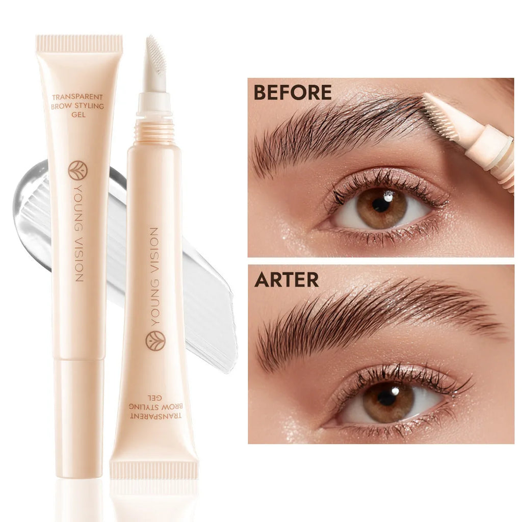 Transparent eyebrow gel in tube with silicone brush head, 10g net content