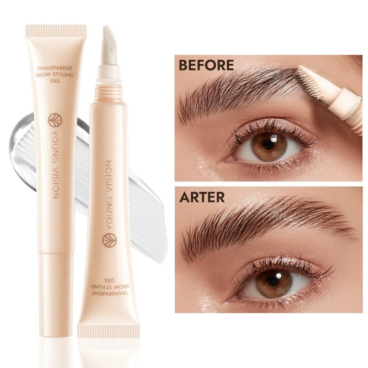 Transparent eyebrow gel in tube with silicone brush head, 10g net content