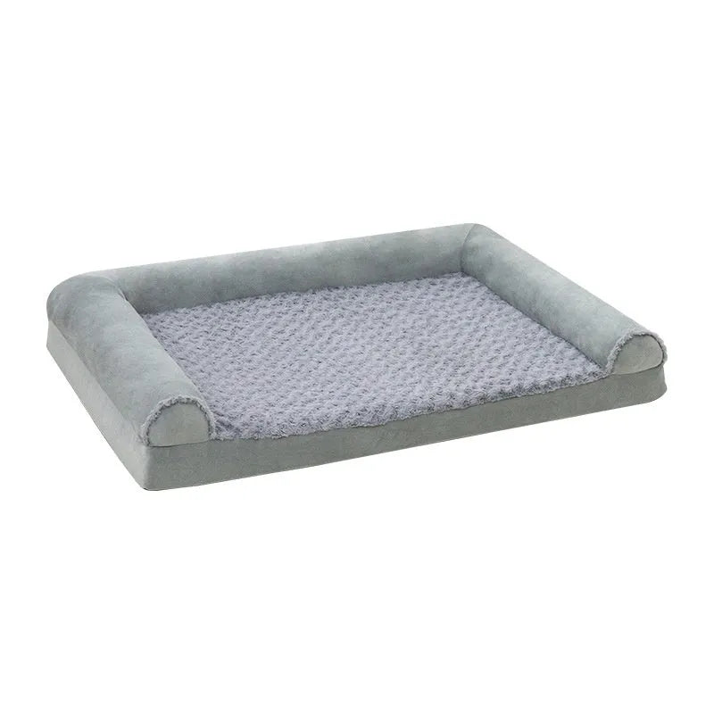 Grey cloth dog kennel house for medium large breeds in three different sizes on a white background.