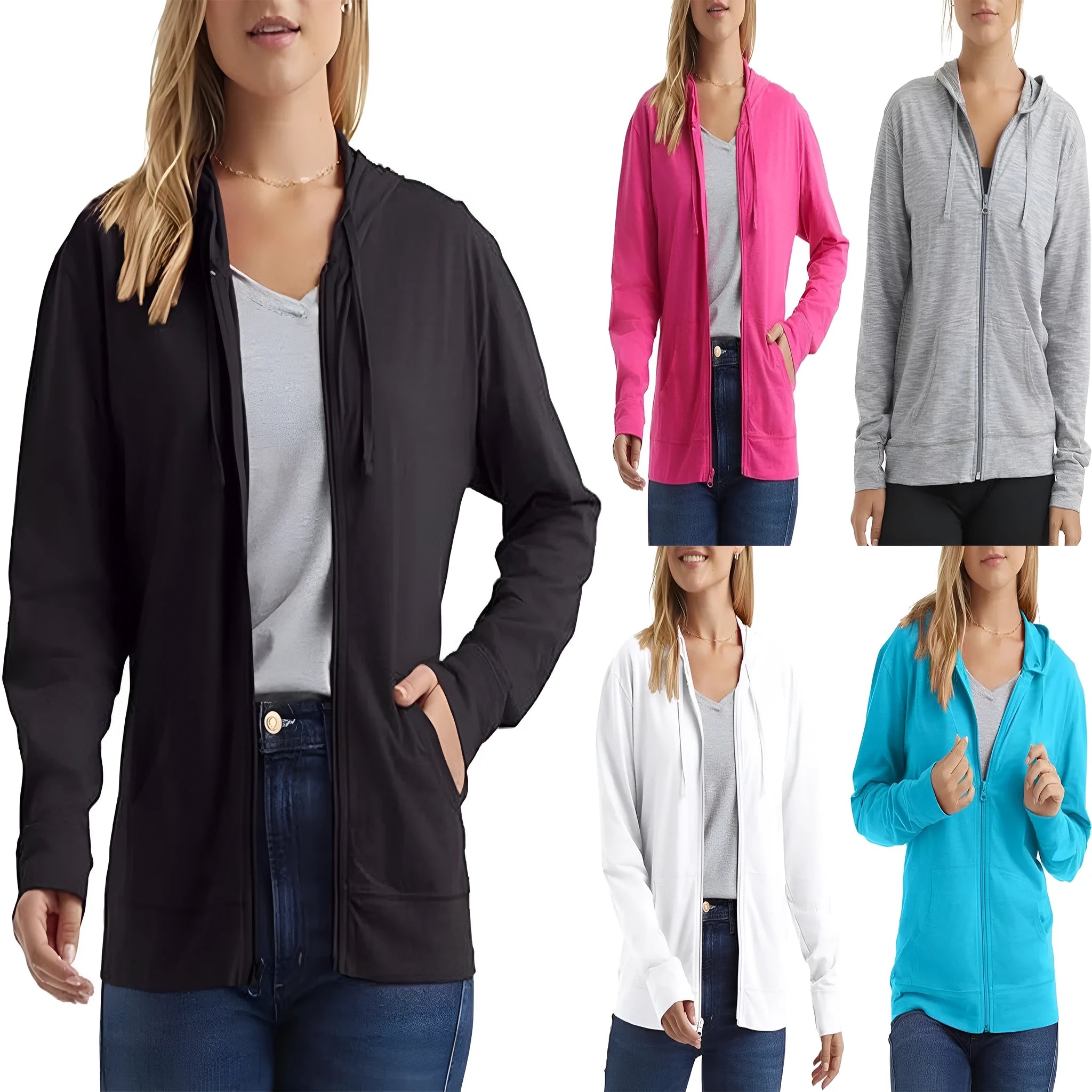 A loose-fit solid colour sports hoodie pullover with long sleeves, shown in one of six available colours.