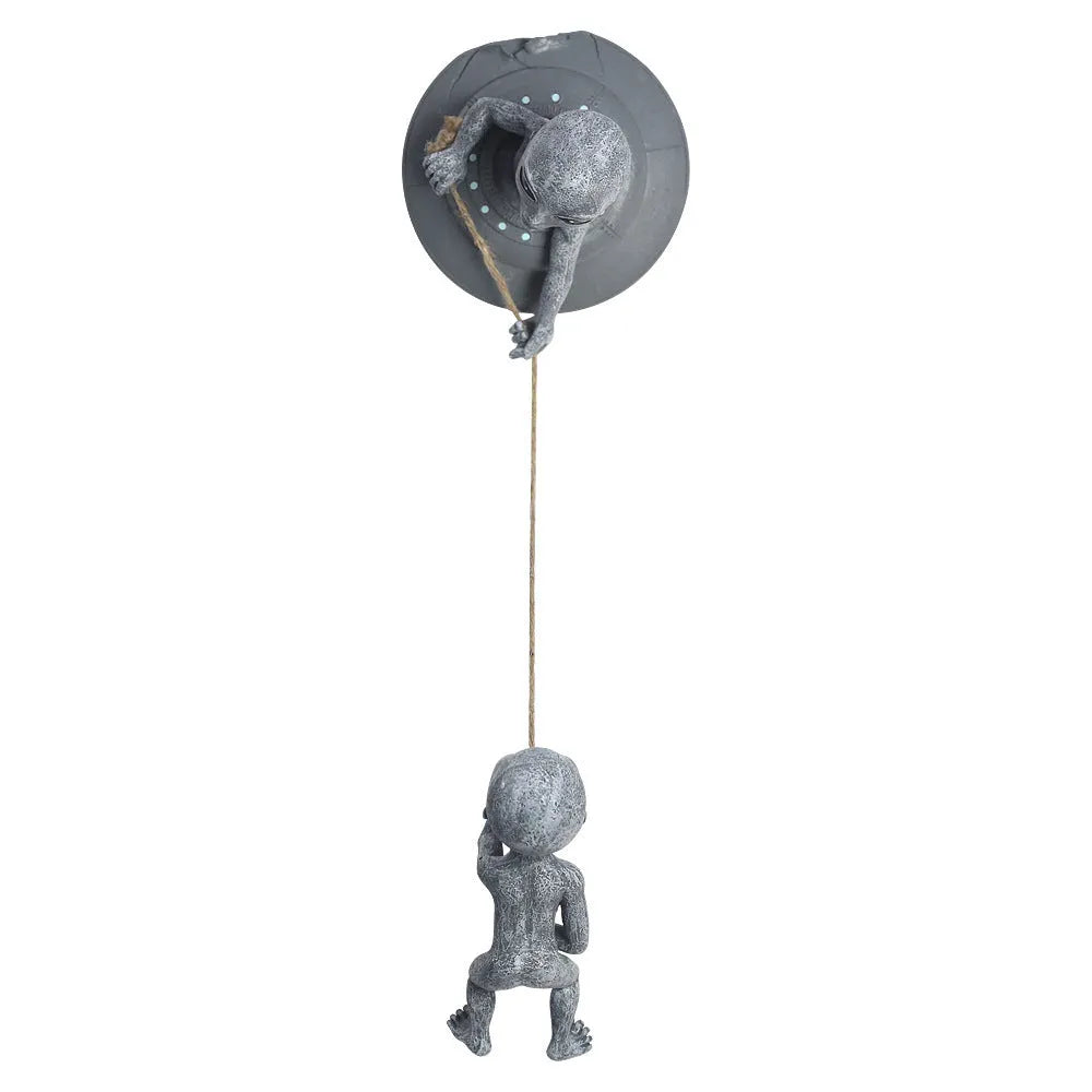 Grey carved resin alien tree sculpture for outdoor garden decoration