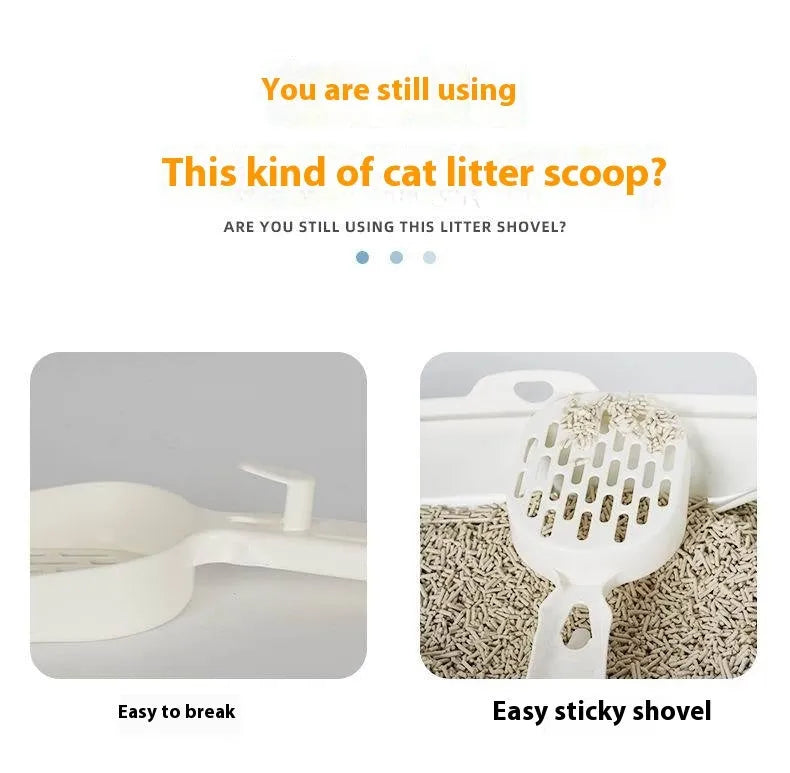 Black metal cat litter scoop with 0.8cm gap spacing for efficient waste sifting