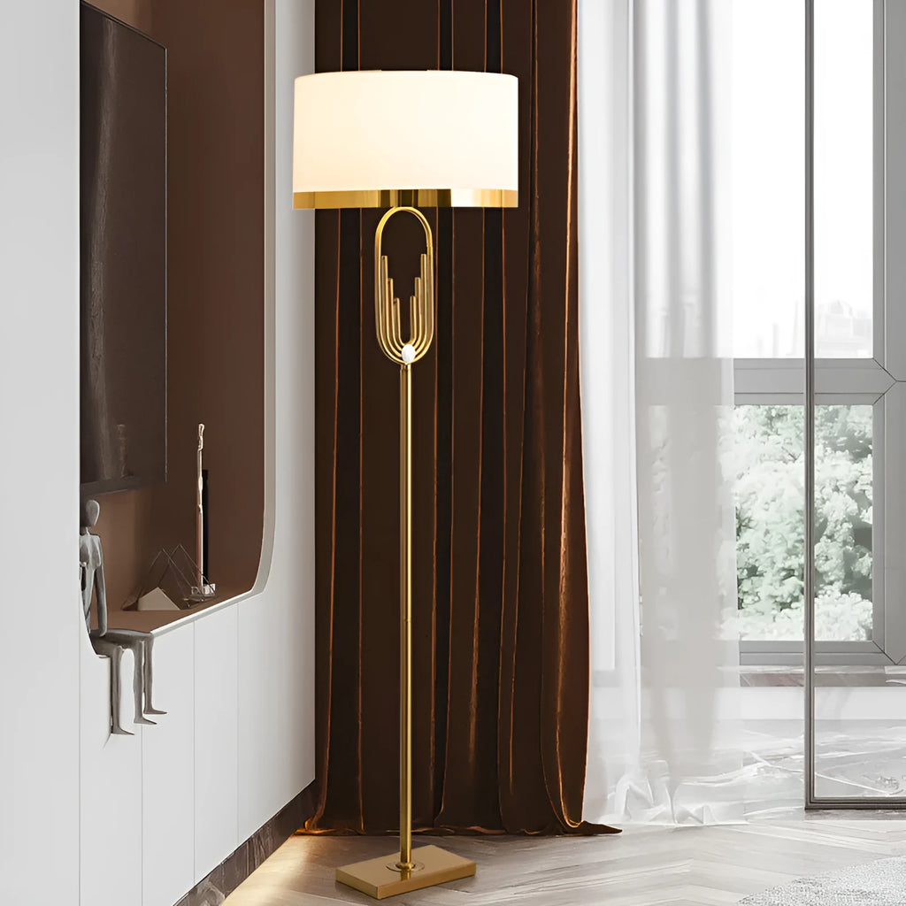 Modern vertical reading floor lamp with fabric shade, iron body, 42cm diameter, 165cm height