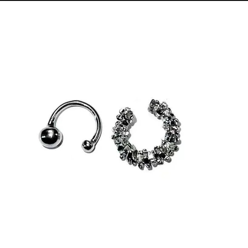 Alloy ear clip earrings with irregular frosty geometry shape and double clip mechanism