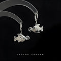 A pair of original design Bubble Fish earrings made from copper with an electroplated finish, featuring goldfish animal modelling.