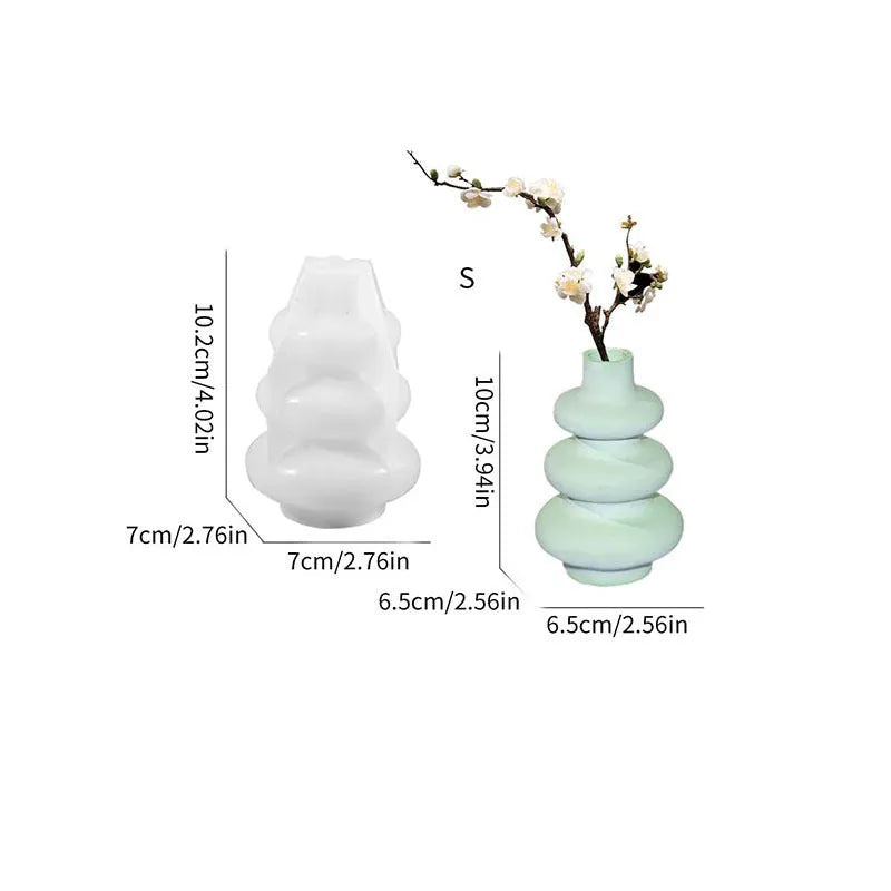 White silicone circle vase mould for resin crafting with three layers and irregular shape