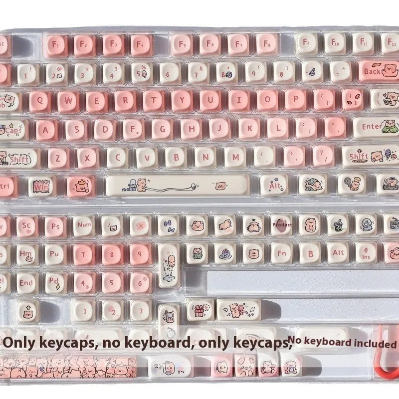 Pink fragrant pig design PBT plastic key cap for mechanical keyboards with MOA profile