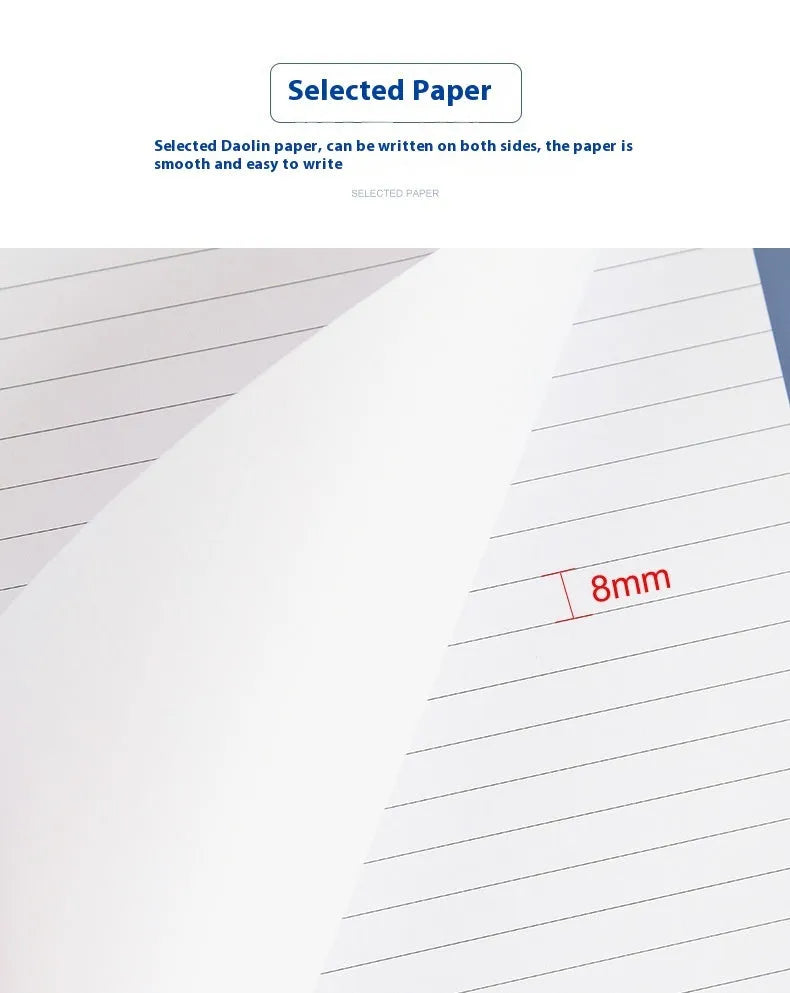 A4 tearable notebook with grid-lined paper and wireless adhesive binding
