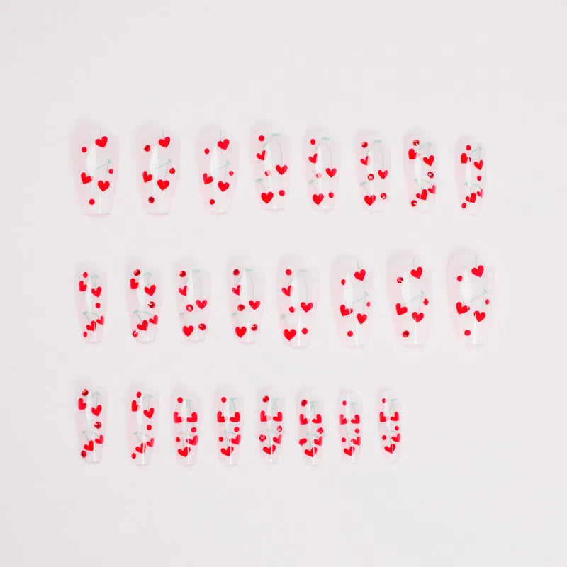 French Love Red Diamond small cherry nail art armor sheets in colour JP1601 with adhesive glue