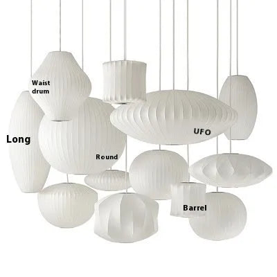 Fabric chandelier lantern lamp with iron frame, LED light source, available in multiple sizes from 30cm to 80cm