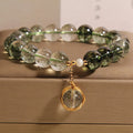 Green phantom quartz and chorite crystal bracelet for women in Japanese Korean style