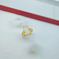 Brass gold-plated adjustable ring with electroplated artificial gemstone inlay in national style design