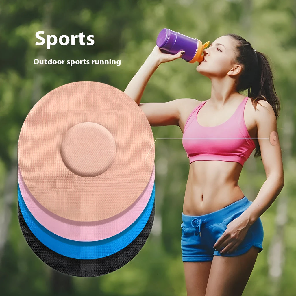 Sports anti-slip adhesive patch sensor with elastic fabric and glue-free self-adhesive backing
