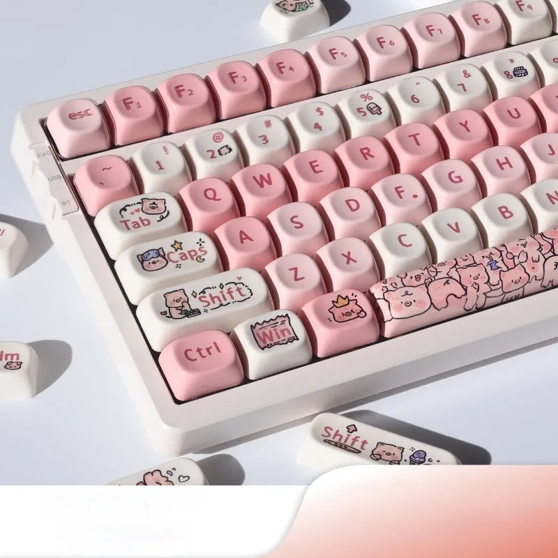 Pink fragrant pig design PBT plastic key cap for mechanical keyboards with MOA profile
