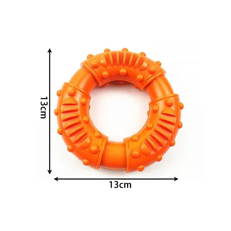 Blue orange and red hollow bendy dog fetch stick toy for safe chewing and catch games