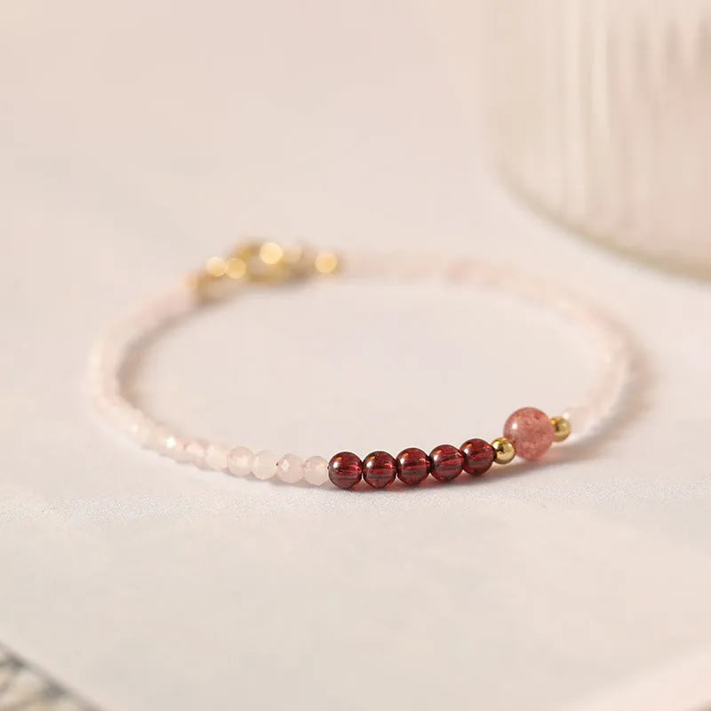 Handmade pink crystal bracelet with 2mm beads and zodiac modelling in 14cm, 15cm, or 16cm lengths