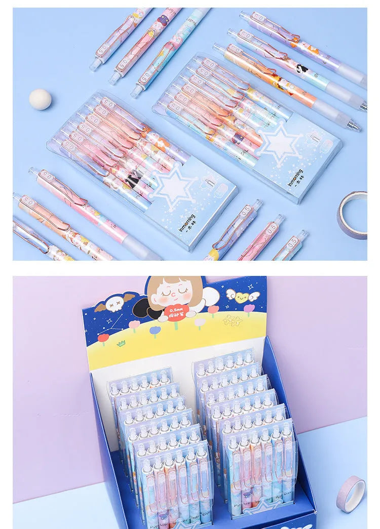 Six Lisa's Secret Constellation press gel pens with 0.5mm tips and zodiac cartoon designs