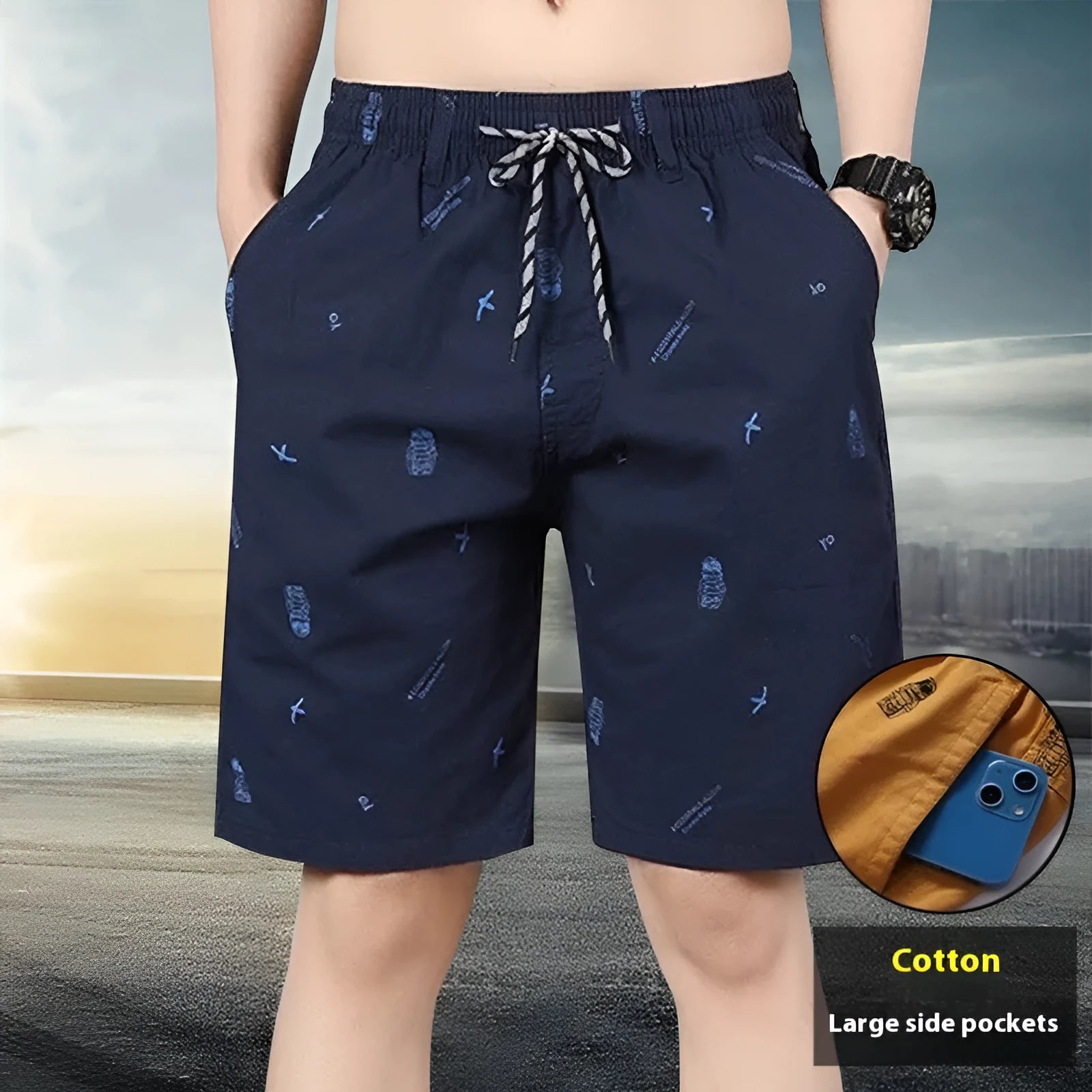Army green loose cropped cotton pants on a hanger, showing elastic waistband and sporty cut.