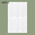 Close-up of transparent and frosted TPU ear patches on backing paper, showing 0.1cm thickness.