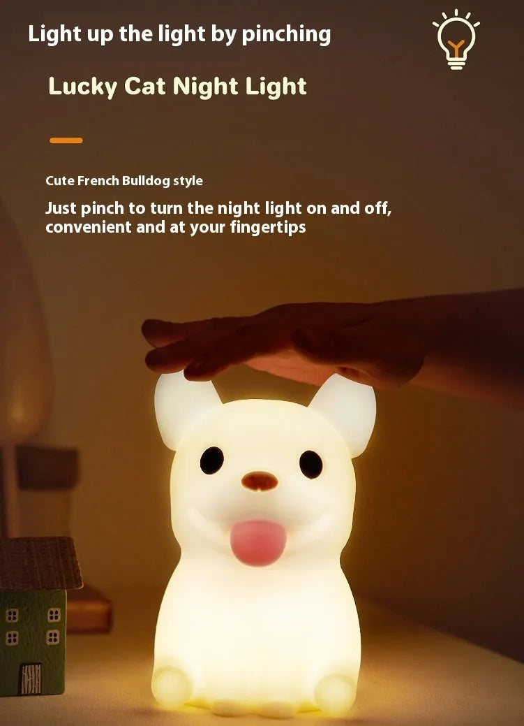 Silicone animal-shaped USB night light with dimming function for bedside use