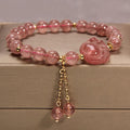 Korean-style natural garnet multi-layer crystal bracelet for women with pearl and quartz ornaments