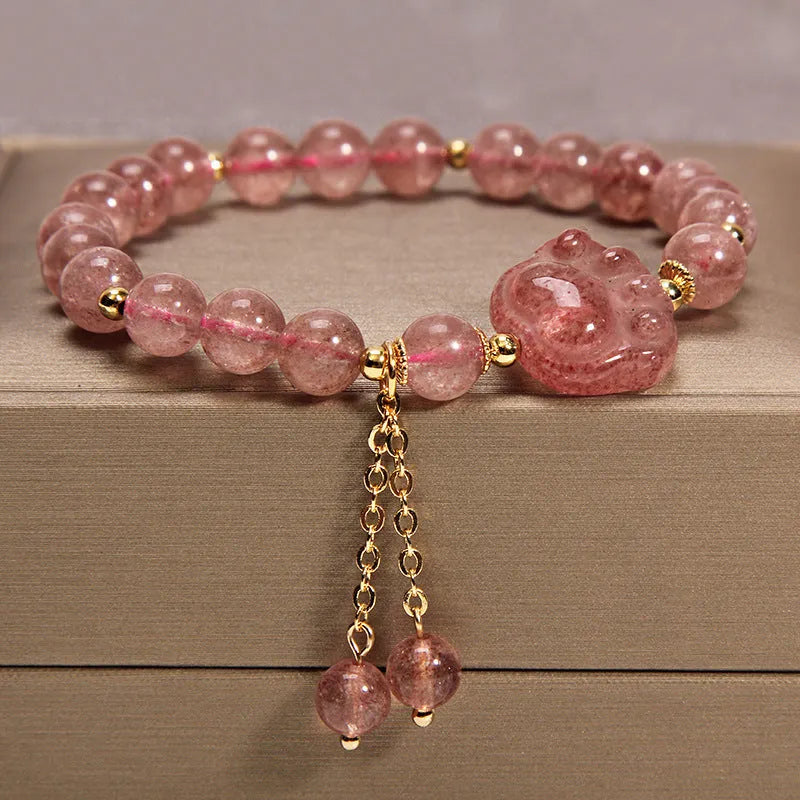 Korean-style natural garnet multi-layer crystal bracelet for women with pearl and quartz ornaments