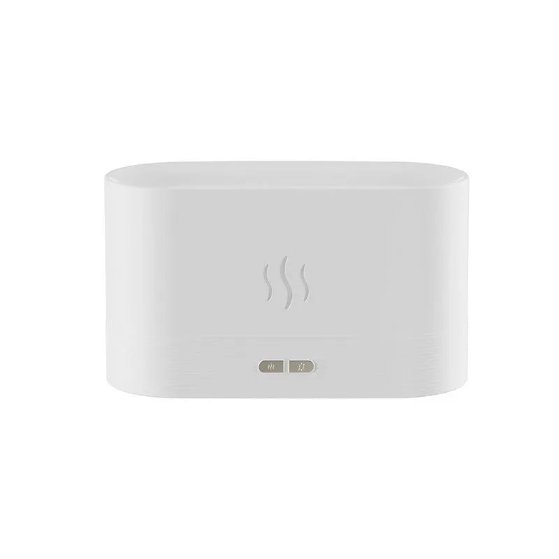 Square black ultrasonic aroma diffuser with flame light effect and mist output