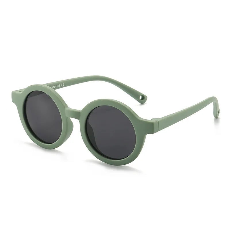 Children's silicone sunglasses for toddlers 0-3 years with round frame and UV400 protection