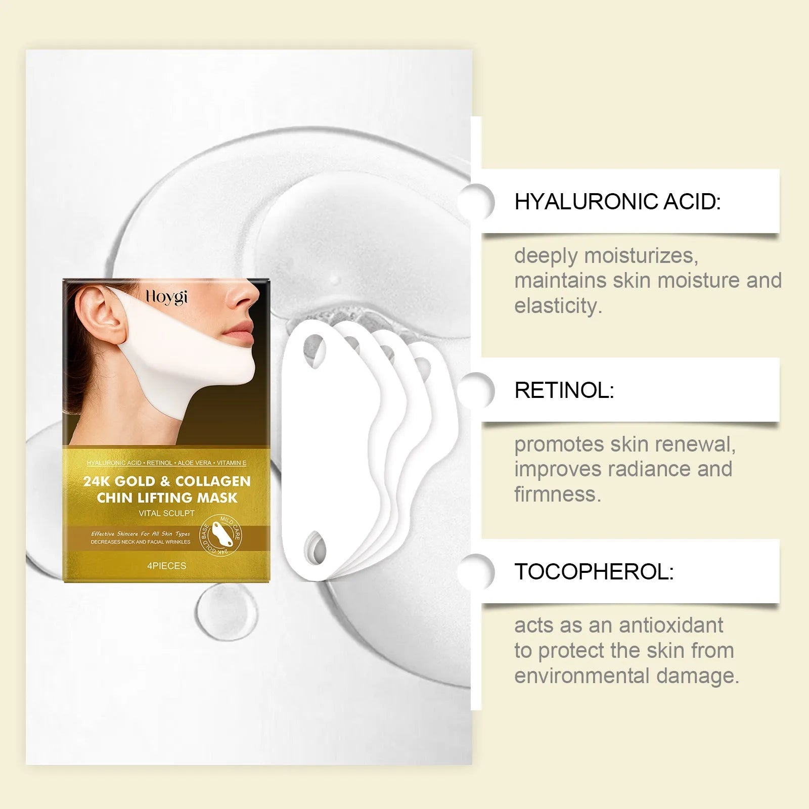 Tightening facial mask mild moisturising nourishing soft shiny skin care 4-piece set