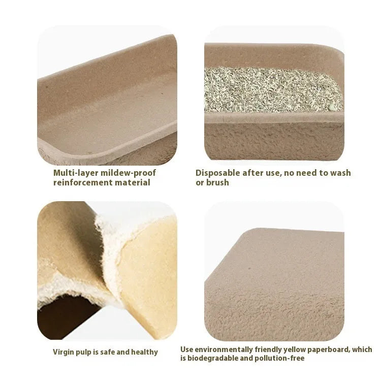 Brown disposable waterproof cat litter box in three different sizes on a white background.