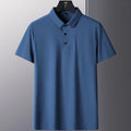 Non-ironing men's short sleeve business casual shirt in a solid colour on a hanger.