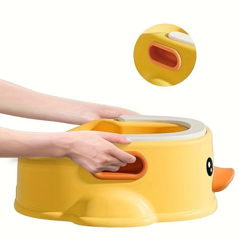 Blue PVC duck-shaped bathtub for washing a small dog or cat, a non-electric portable pet washing tub.
